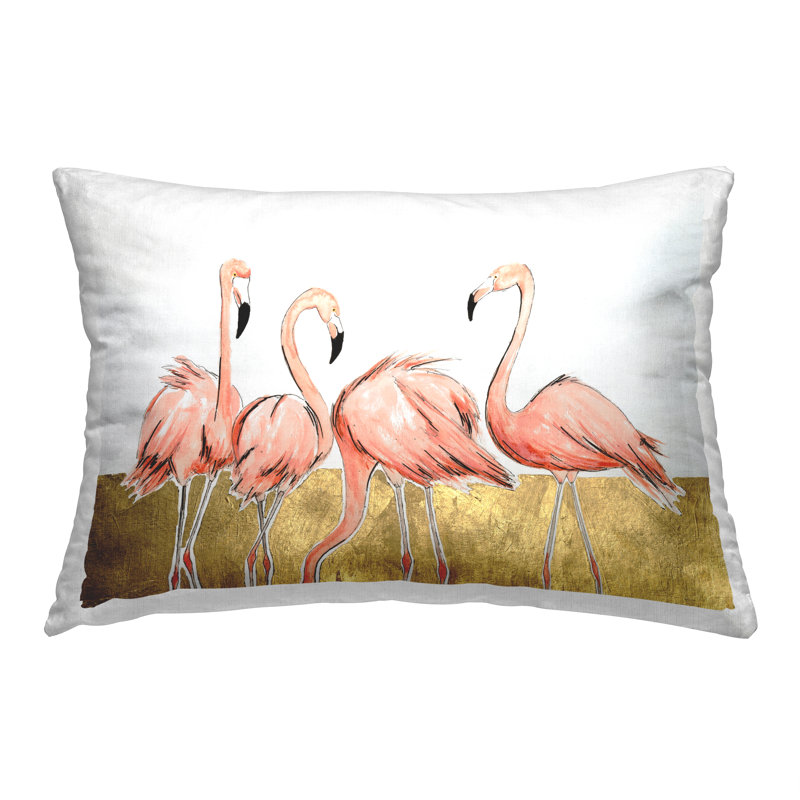 Coussin décoratif imprimé flamants roses avec détails glamour Stupell Industries par Michael Willett