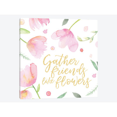 'Soft Pink Flowers Friends I' Graphic Art on Canvas