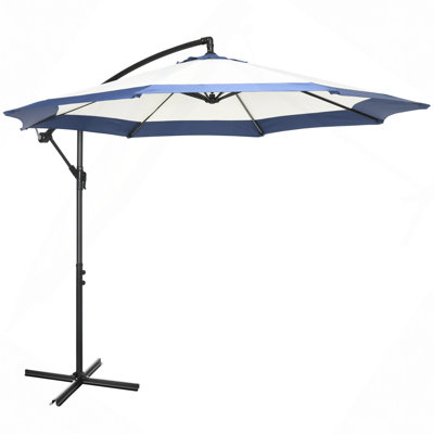 Parasol en porte-à-faux 10pi, parasol extérieur décalé avec manivelle et base en croix pour terrasse, cour, piscine et jardin, parapluies suspendus