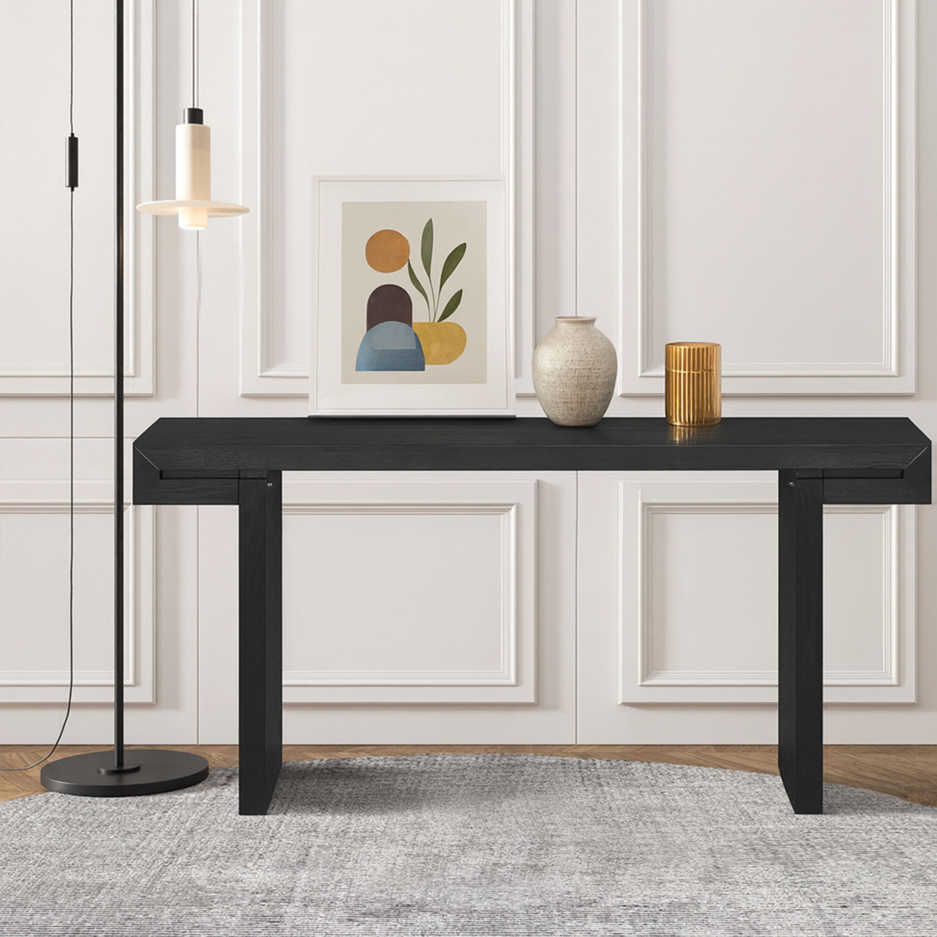 Ophelia & Co. Minimalist Farmhouse Wooden Living Room Console Table ...