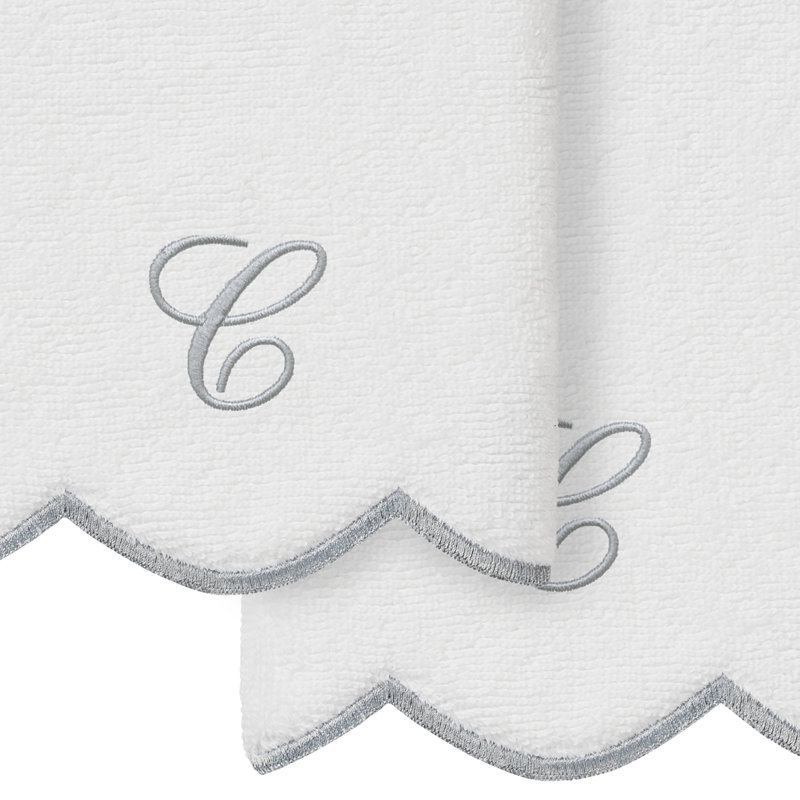 Ensemble de serviettes Linum Home Textiles 100% coton turc ADORNIA, C, Blanc / Gris, Ensemble de 2 serviettes à doigts
