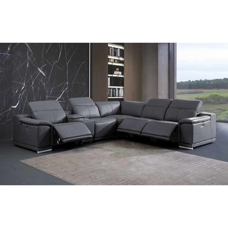 Canapé modulaire réversible en cuir véritable de 127 po Chafic