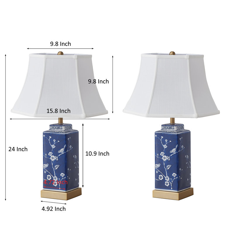 24" Ceramic Dimmable Table Lamp Set with USB Ports & Type C