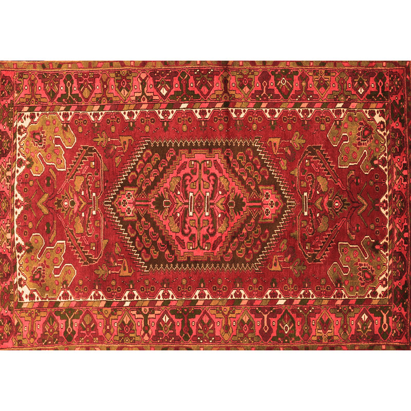 Tapis orange / oriental en laine / polyester tissé à la machine 6 pi x 9 pi Oriental