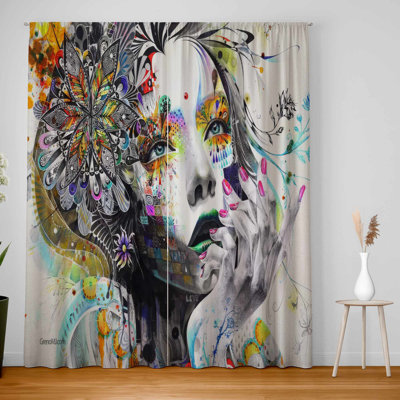 Thinking Gaze Blackout Window Curtain Pair | Home Decor