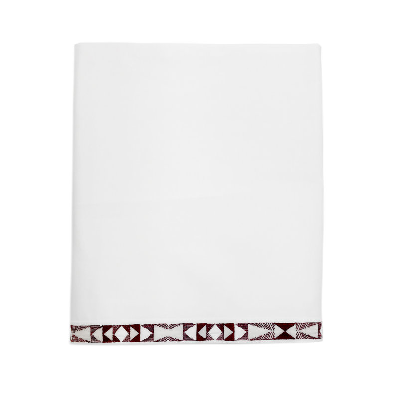 Commune Percale Flat Sheet, Pomegranite, Queen