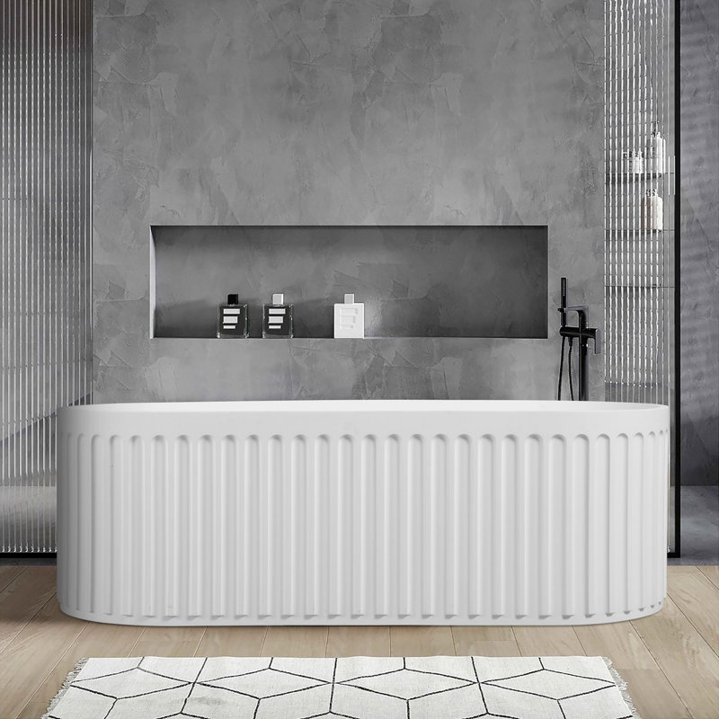 67 x 29.5 Freestanding Soaking Solid Surface Bathtub