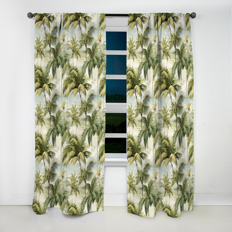 Motif tropical Palm Impression - Rideau floral - Rideau occultant floral - 1 panneau, L 52 po x L 95 po