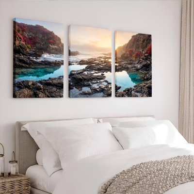Coucher de soleil coucher de soleil sur toile tendue, ensemble de 3 reproductions d'art sur toile