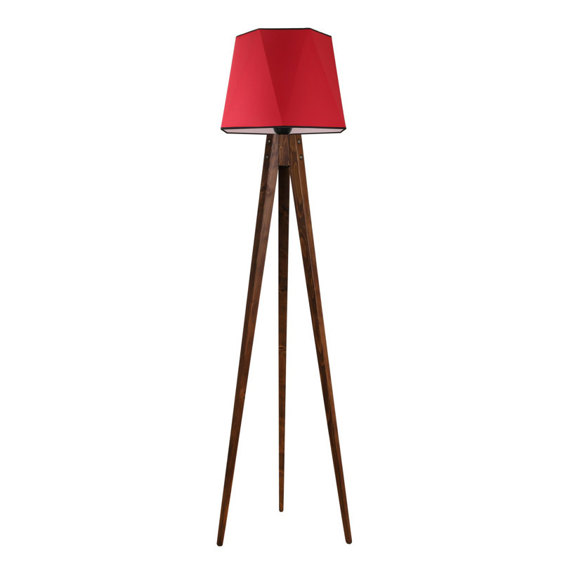 Chenoweth 165cm Tripod Floor Lamp, Red, Dark Brown