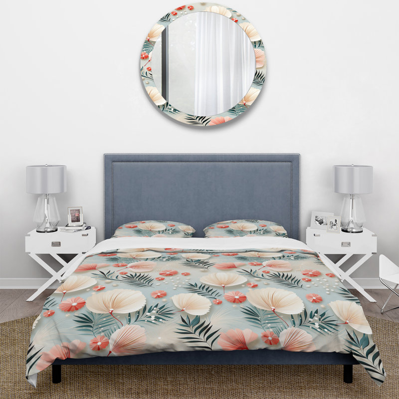 Seaside Elegance Tropical Pattern I - Ensemble de housse de couette tropical, Housse de couette pour très grand lit et 2 très