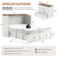 Grand lit escamotable Farmhouse avec station de charge et matelas pliable inclus, blanc-1199082630-1199082633