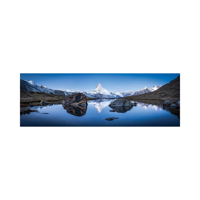 Panoramic View Of Stellisee And Matterhorn In Winter by Jan Becke - Wrapped Canvas Panoramic Print