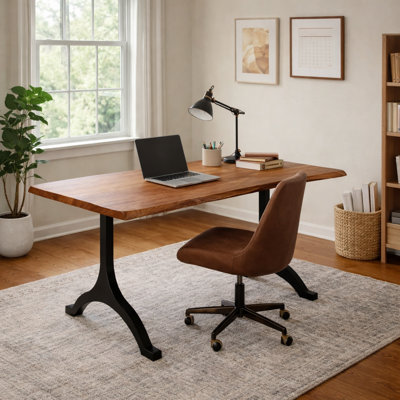 Blaydon Acacia Solid Wood Top Metal Base Dining Table