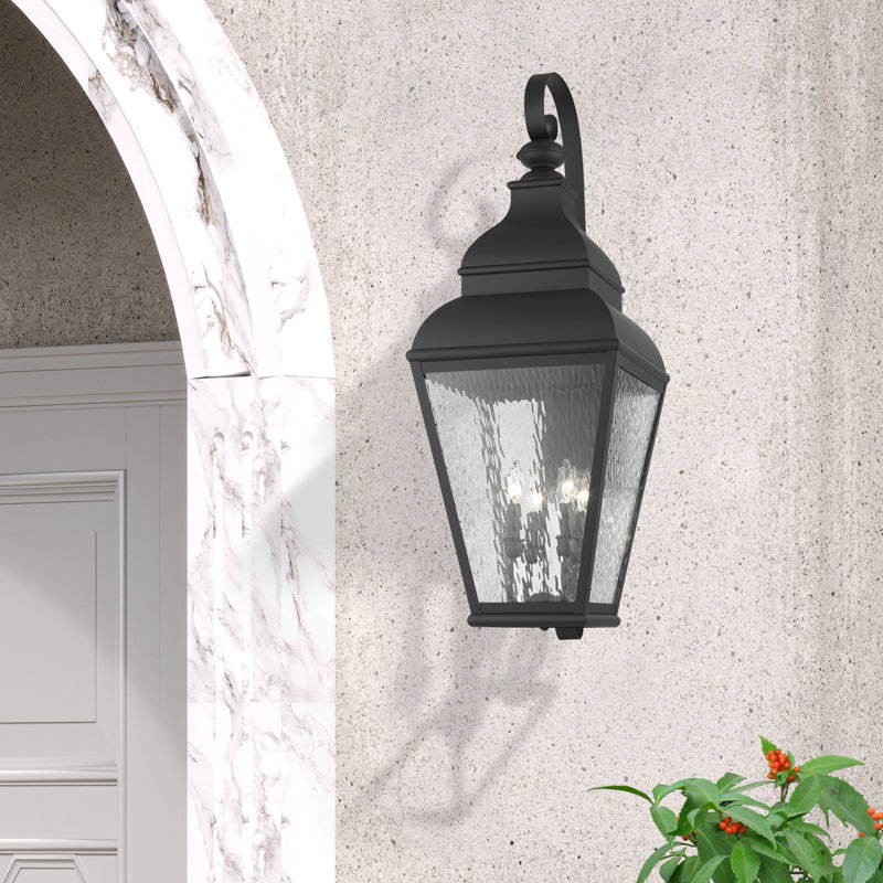 Anousha Water Glass Outdoor Wall Lantern, Black