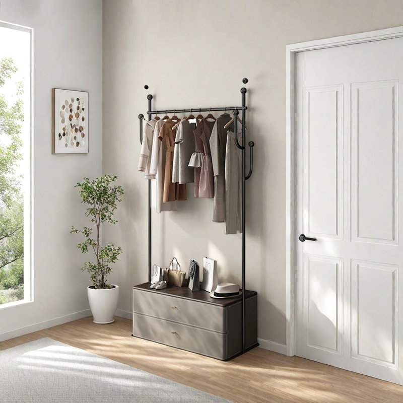Stainless Steel Wardrobe with Hooks, Gray