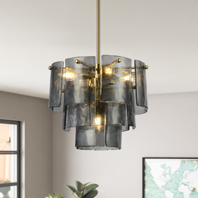 25.2" 5-Light Tiered Glass Chandelier