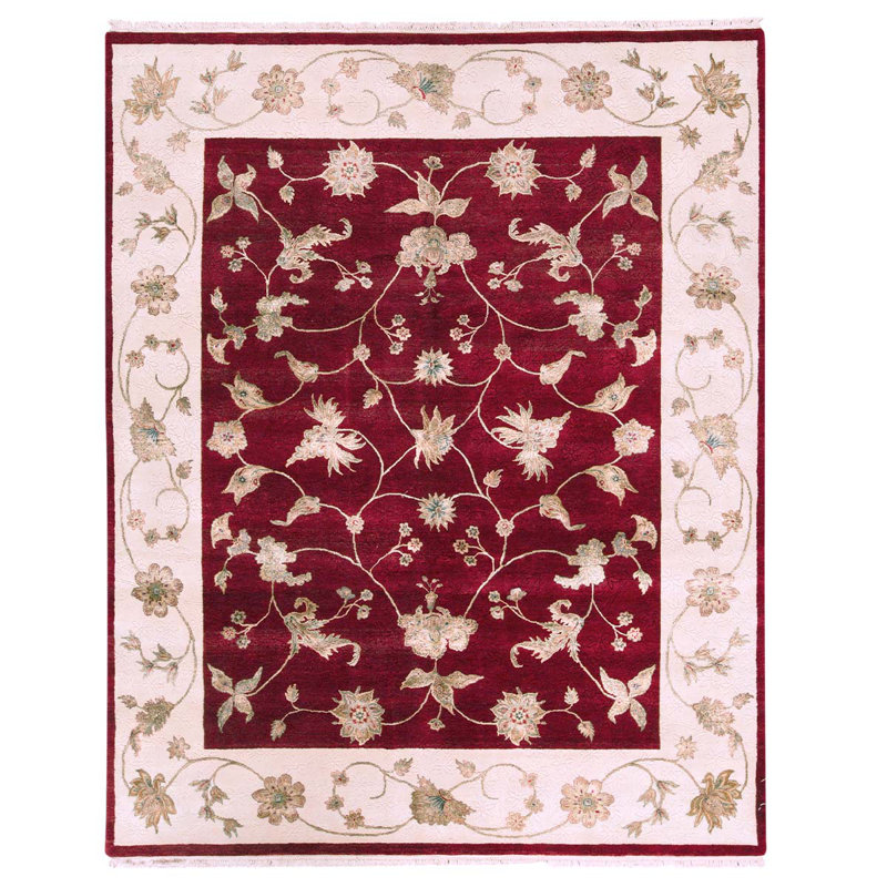 Hand Woven Silk and Wool Floral Area Rug