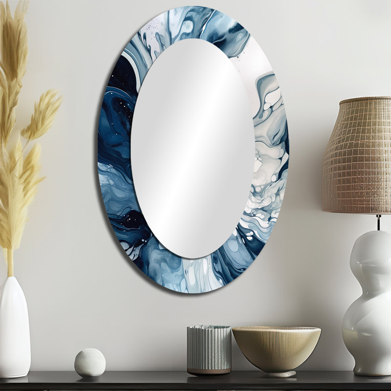 Miroir mural moderne bleu et gris Elixir I - bleu, 36 po x 24 po