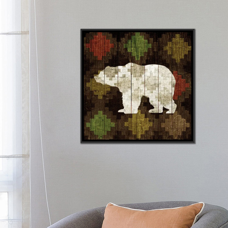 « sud-ouest dépôt ours », impression sur toile, H 18 po x l 18 po x P 1,5 po, Toile avec cadre noir, Pas de tapis
