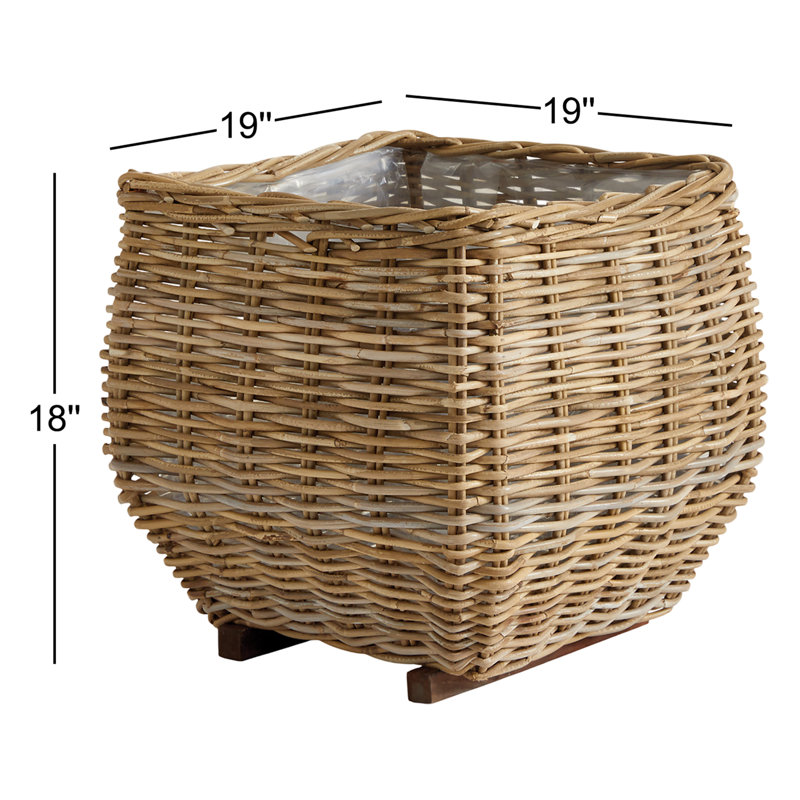 Sylvie Handmade Seagrass Planter, 18" H x 19" W x 19" D
