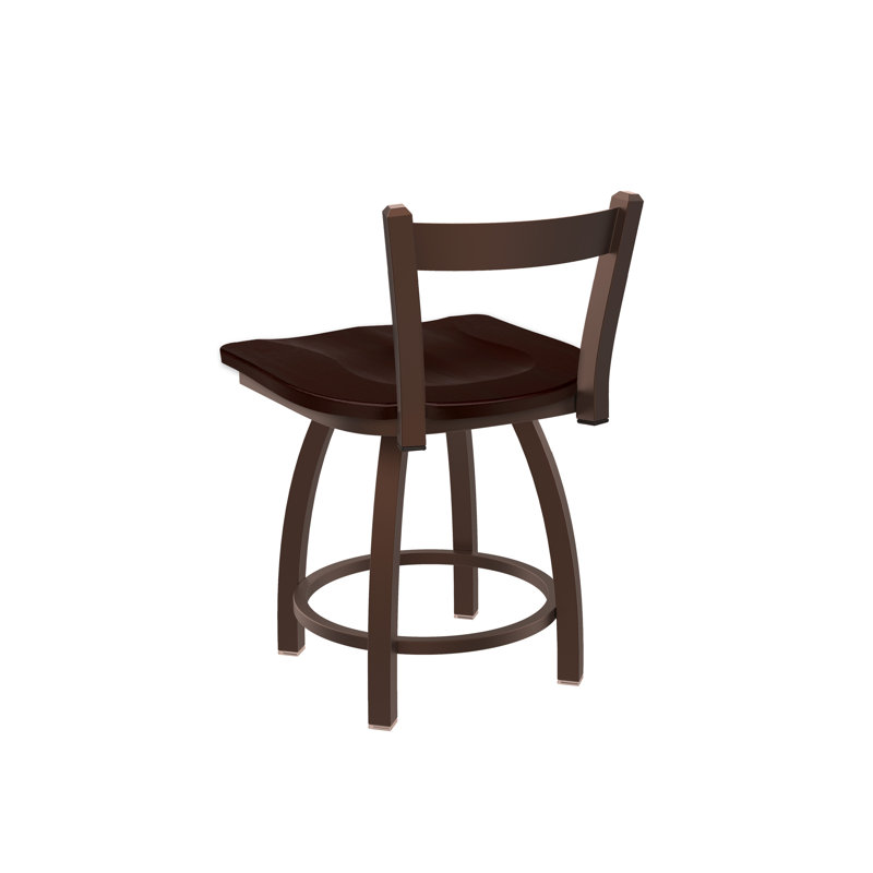 Tabouret de coiffeuse en métal Catalina, Bronze, Bois - Érable cerisier foncé