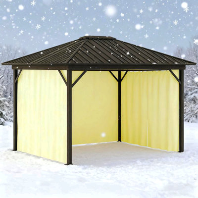 Pavillon de jardin avec toit en métal 11,9 "x 9,8" avec cadre en aluminium et crochet supérieur
