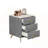 Upholstered Wooden Nightstand with 3 Drawers, Metal Legs & Handles, and Marbling Stickers Worktop - Grey-1431456069