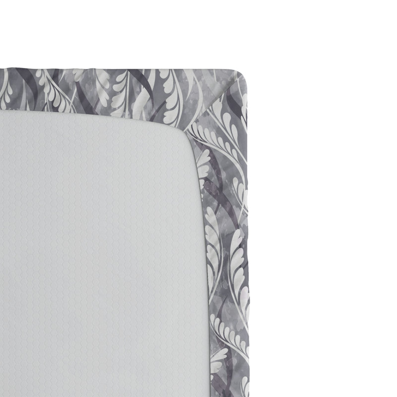 Drap-housse Ambesonne, Drap-housse très grand californien, Gris pâle, blanc / floral