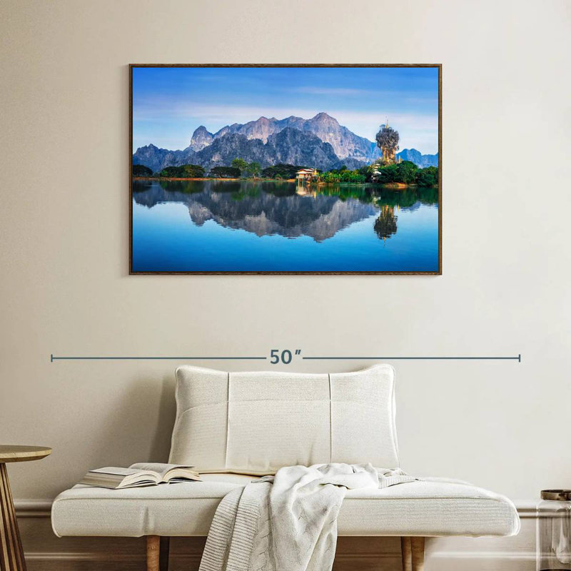 Temple bouddhiste Kyauk Kalap, Cadre flottant noyer, 40 po x 27 po