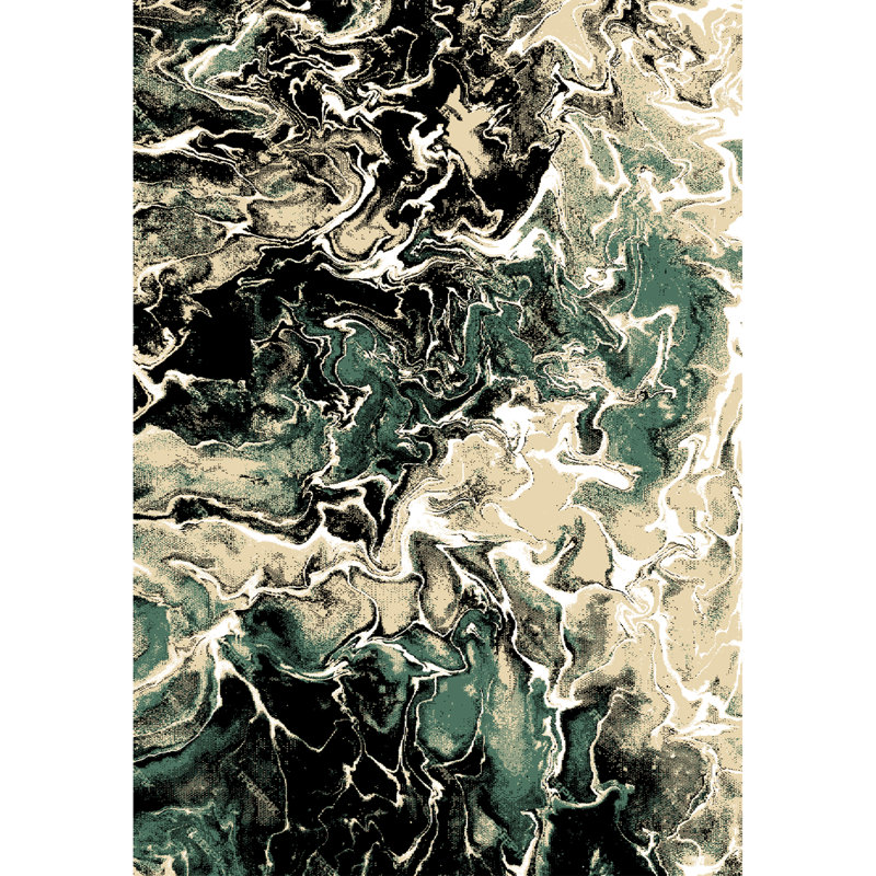 Galaxy Series Abrstract Black/Gray/Ivory/Beige Area Rug, Rectangle 7'9" x 10'2", Green