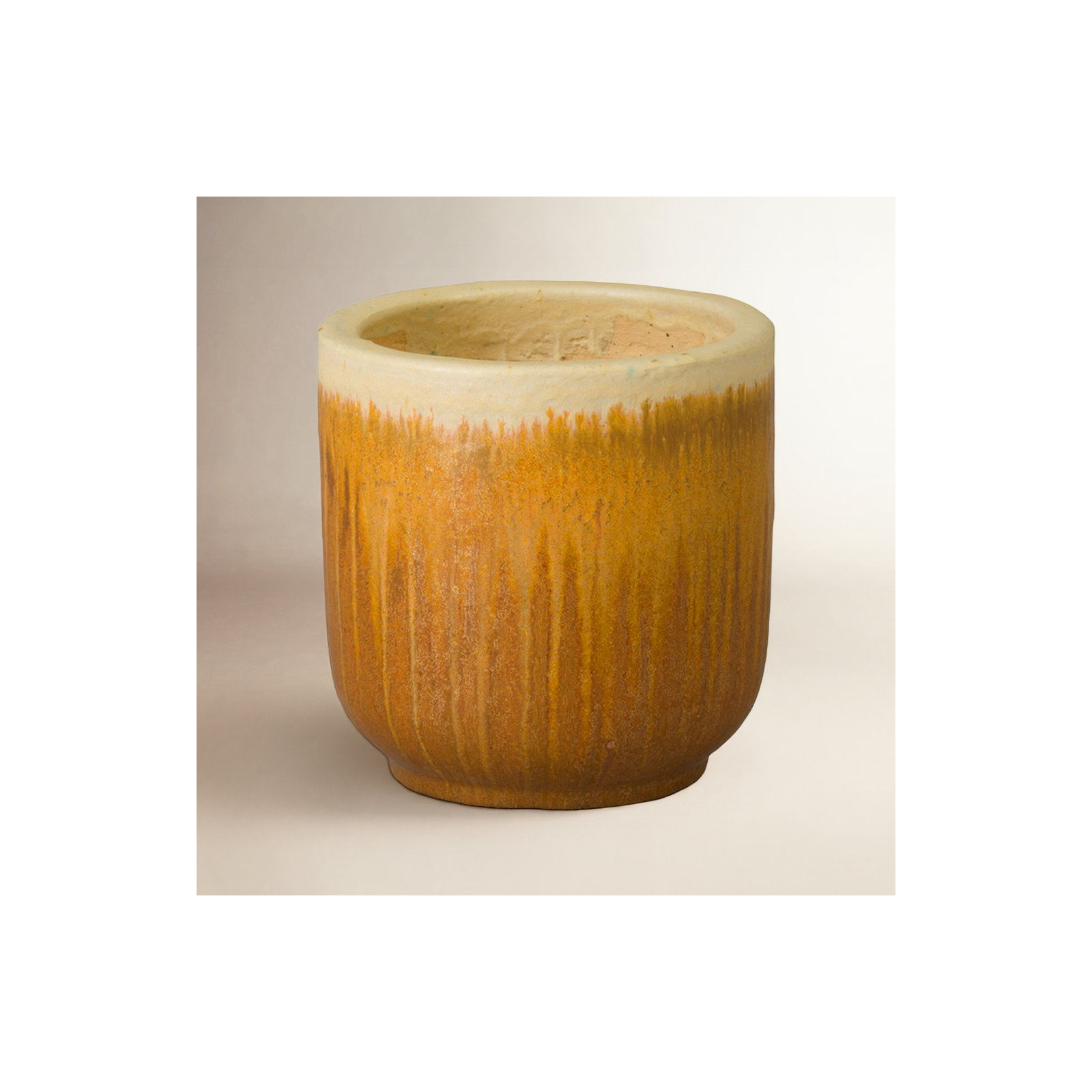 BARREL PLANTER, AMBER, 11" H x 10" W x 10" D