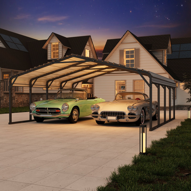 20 Ft. W X 20 Ft. D Heavy Duty Carport with Galvanized Steel Roof