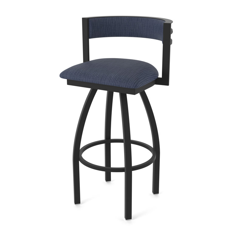 Tabouret Artémis, Noir froissé, Tabouret de bar (siège d'une hauteur de 30 po), Tissu - ancre graphique