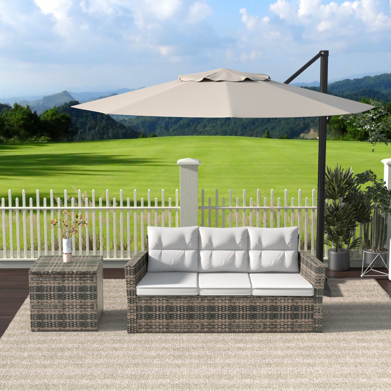 Madore 72.5'' Wide Wicker Patio Sofa with Cushions, White