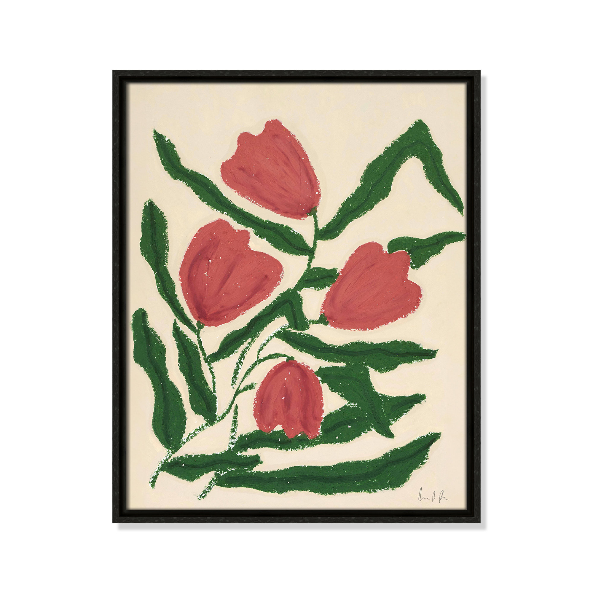 Red Tulips  Print by Camilla Bergqvist, 21.5" H x 17.5" W, Espresso