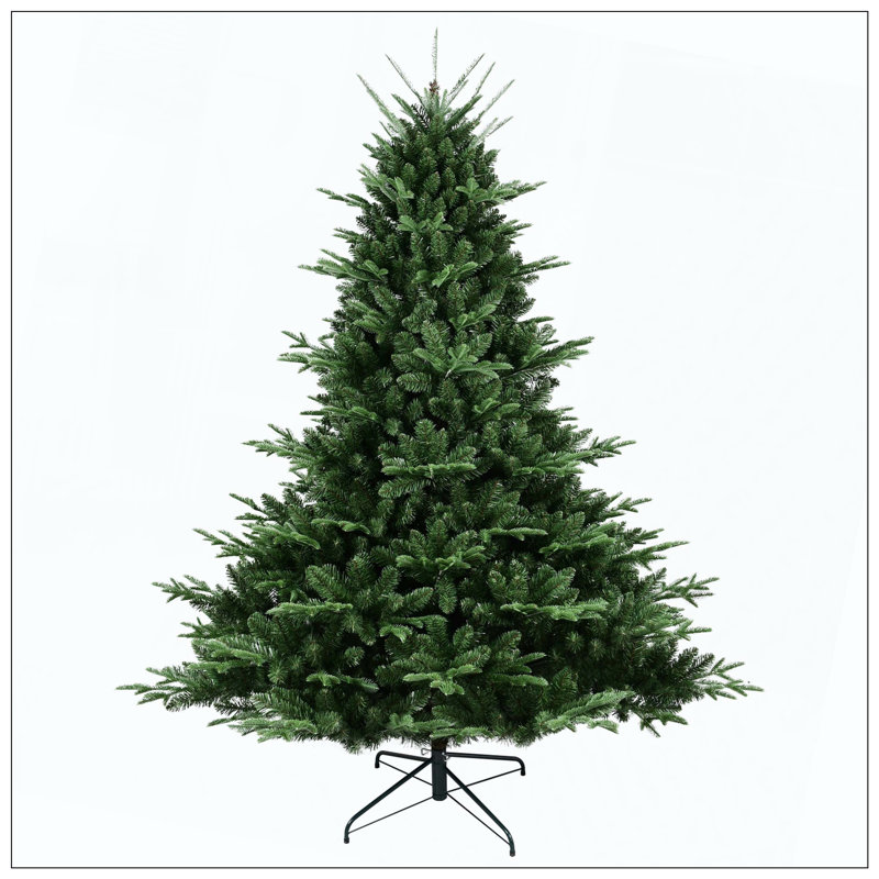 Full-Shaped Christmas Tree With 2257 Tips – PE/PVC Mixed Needles, Wide Base For Large Spaces, Hinged Structure For Easy Setup, Metal Stand For Strong Support