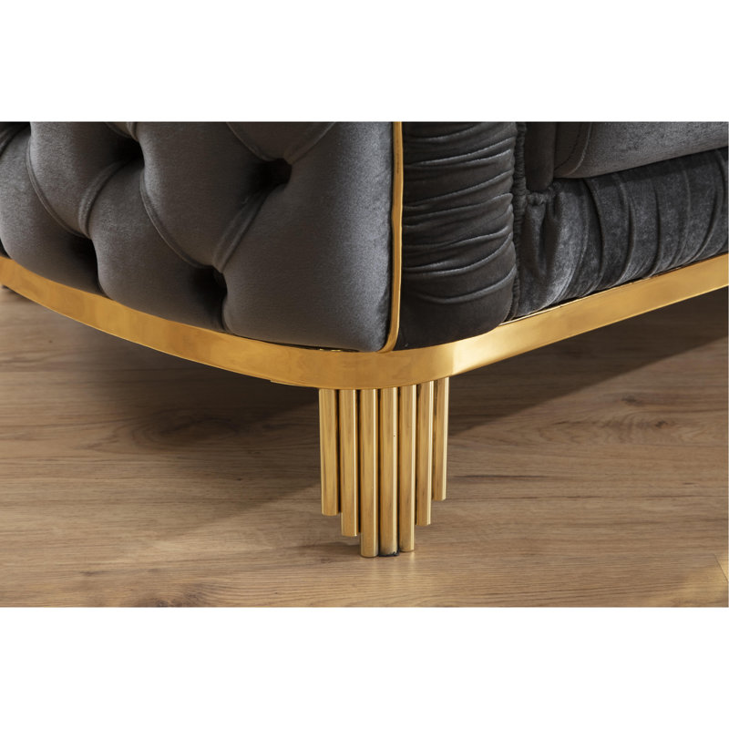Chaise avec revêtement en velours capitonné