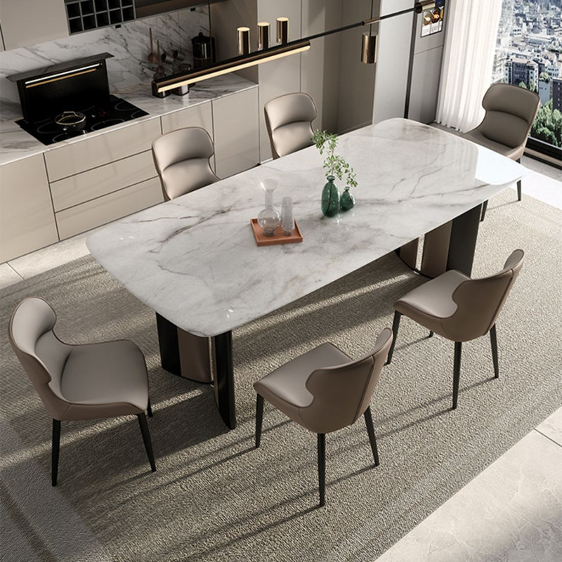 Marble rectangular dining table, H 29,53 po x L 62,99 po x l 35,43 po