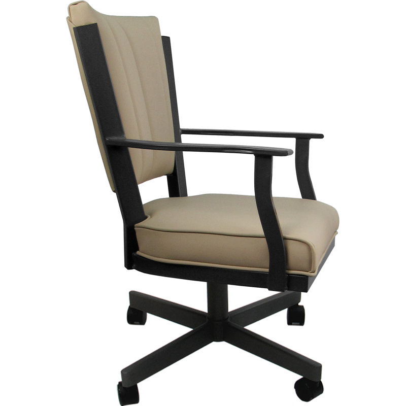 Leather Dining Caster Chair Swivel Tilt, Gray, Tan