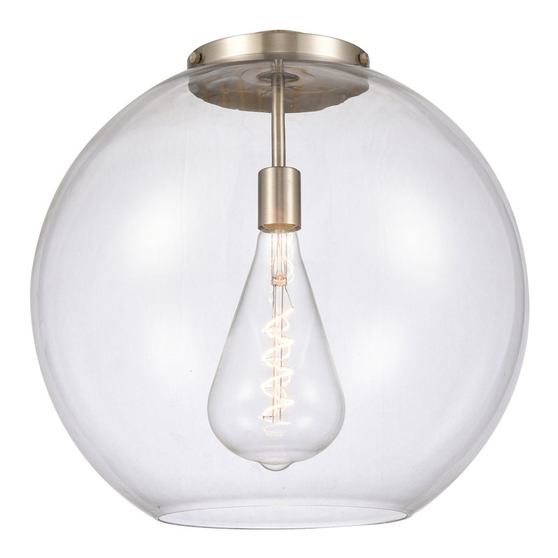 Luminaire suspendu sphère 1 lumière DEL Ralph, Transparent, Noir mat