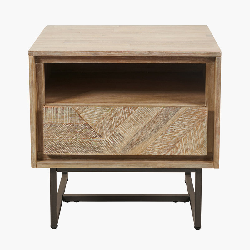 55cm W Solid Wood Bedside Table
