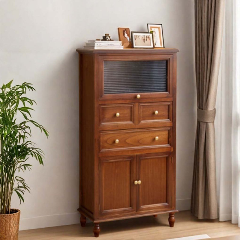 Bibliothèque de rangement multifonctionnelle en bois massif, Brun