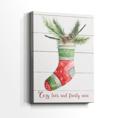 Comfy Cozy Stocking I -Gallery Wraraped Cavas