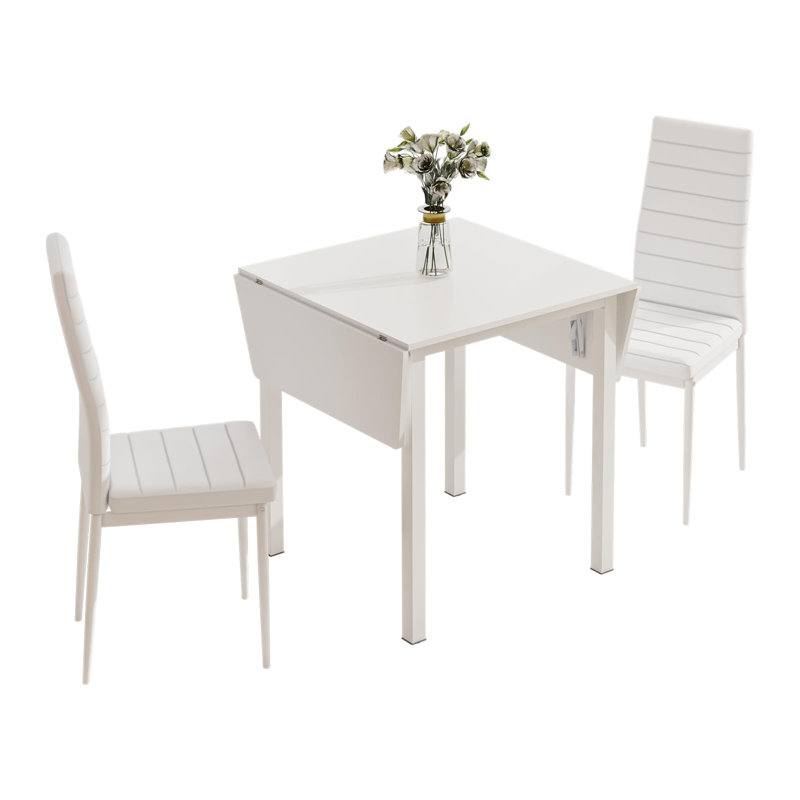 Cassondra 2 - Person Dining Set, White, White, White
