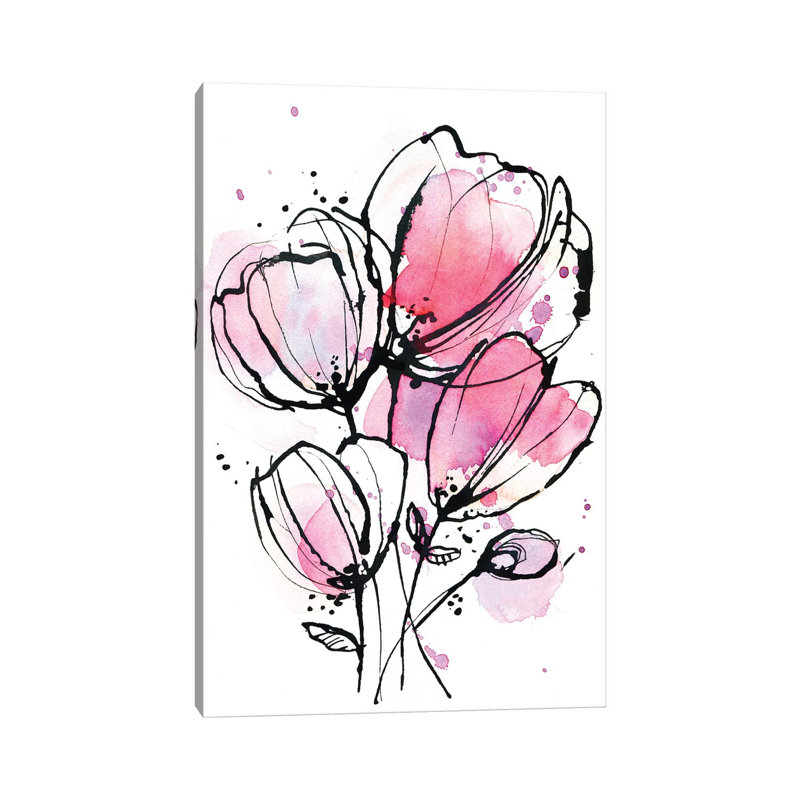 «Pink Mod 1» par Lesia Binkin, peinture sur toile tendue, H 26 po x l 18 po x 1,5 po