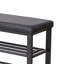 Chaussure de rangement rembourrée moderne en métal noir à 3 niveaux avec tablettes à lattes et coussin