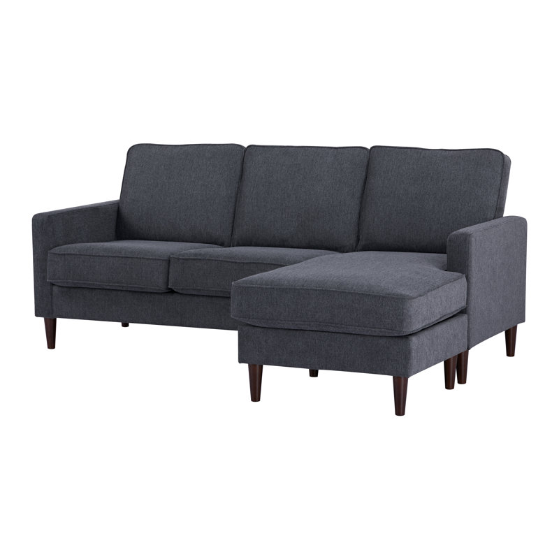Anna-Leigh 81.5" Wide Reversible Sofa & Chaise, Dark Gray 100% Polyester