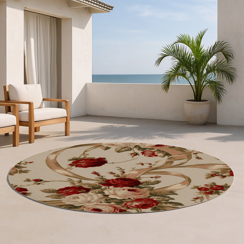 Tapis d'intérieur et d'extérieur gris français, Rond 5 pi
