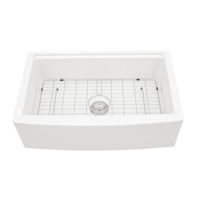 Évier de cuisine blanc en porcelaine blanche 33 x 21 x 10 pouces